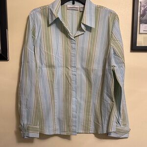 Chadwicks Striped Tailored Blouse in Blue and Green